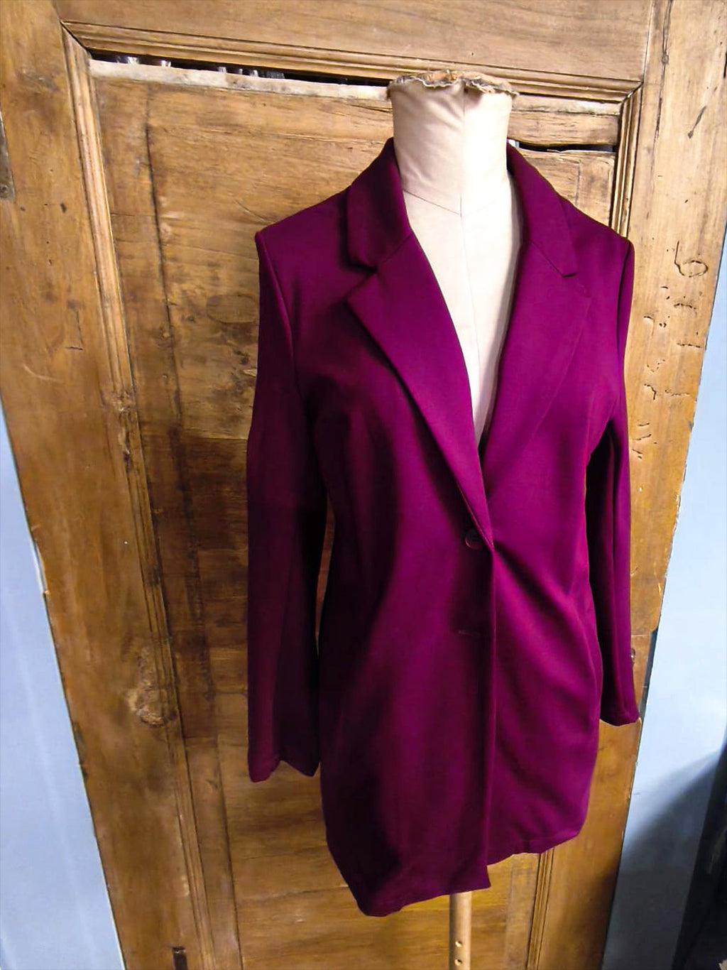 Giacca lunga, dritta, tasca a filetto, 2 bottoni