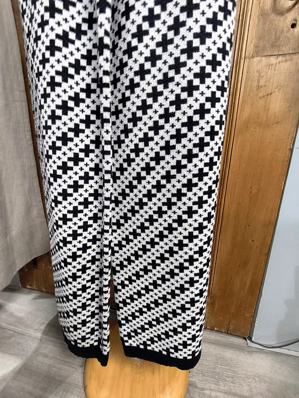 PANTALONE IN LANA, FANTASIA BIANCO NERO
